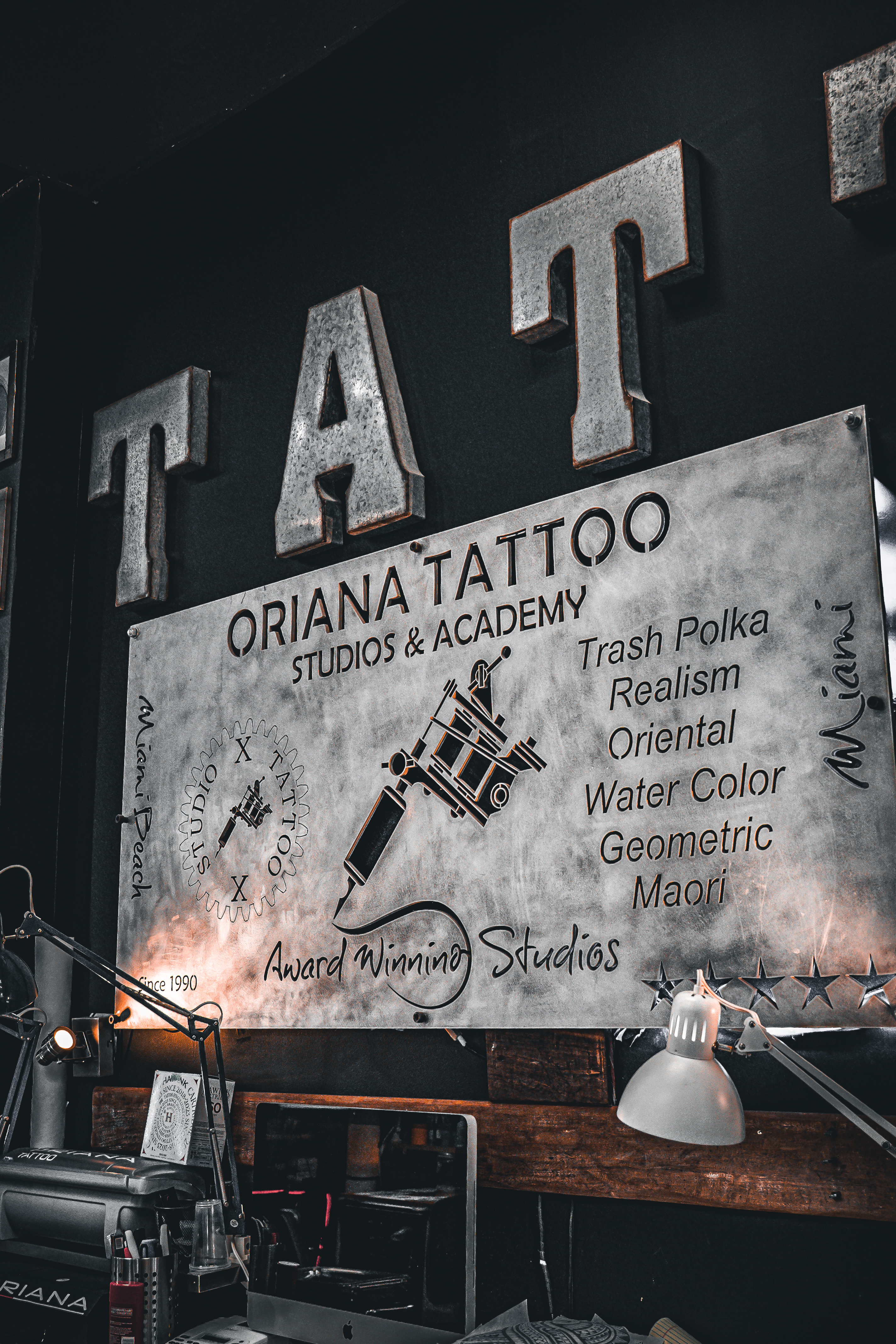 Oriana Tattoo Academy sign
